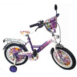 Детский велосипед двухколесный 14 дюймов фиолетовый Лунтик P1433L